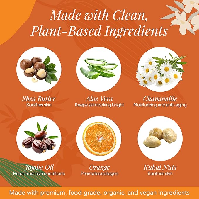 Saavy Naturals Body Cream Sweet Orange Plant-Based Ingredients| Made In USA | Absorbent Shea Butter Vegan Formula, Thick and Creamy Body Moisturizer, Body Lotion for Dry Skin- 8.5 Fl Oz