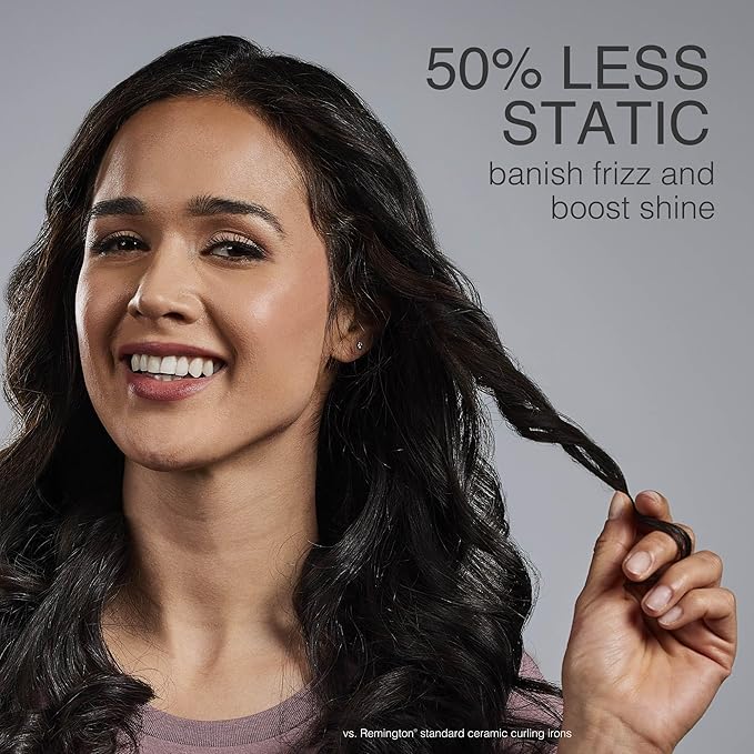 Remington Anti-Static 1-Inch Clipped Curling Iron with Titanium Protection, Fast Heat-Up, Ceramic Barrel for Soft Classic Curls & Defined Waves, Auto Shut-Off