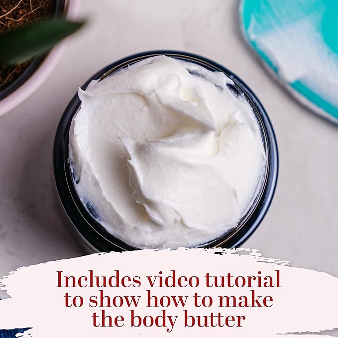 Better Shea Butter Cocoa Body Butter Making Kit - Includes Unrefined Cocoa Butter, Jojoba Oil, Coconut Oil, 2 Jars and Recipes Card with Link to Video Tutorial - Natural Whipped Body Lotion Making Kit