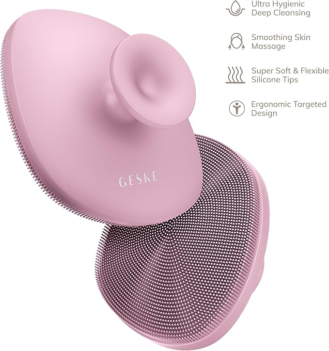 GESKE Body Brush | 4 in 1 | Cleansing Brush for The Entire Body | Professional Deep Cleaning | Soft Silicone Bristles | Ergonomic Two-Finger Design | Cleanses & Massages