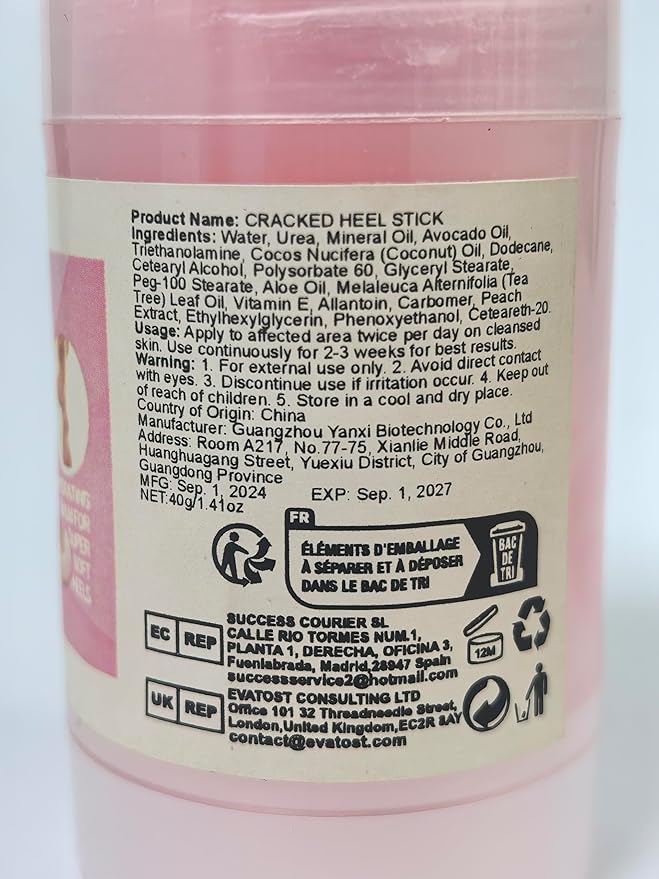 60% Urea Cream plus 2% Salicylic Acid - 1.41 * 2 oz Urea Foot Hand Cream Stick for Removing and Smoothing Cracked Hands Elbows Feet Knees, Moisturizes and Hydrates the Dry Skin, Peach Scent