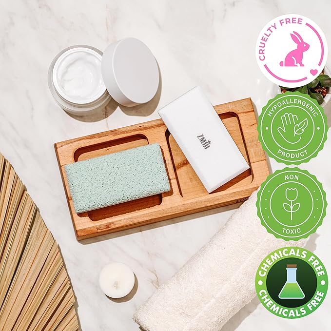 Glass Pumice Stone Callus Remover for Feet, Elbows, Hands, and Knees, Spain Made - 2 in 1 Pedicure Exfoliator and Scrubber for Rough, Hard Skin (Teal Color)