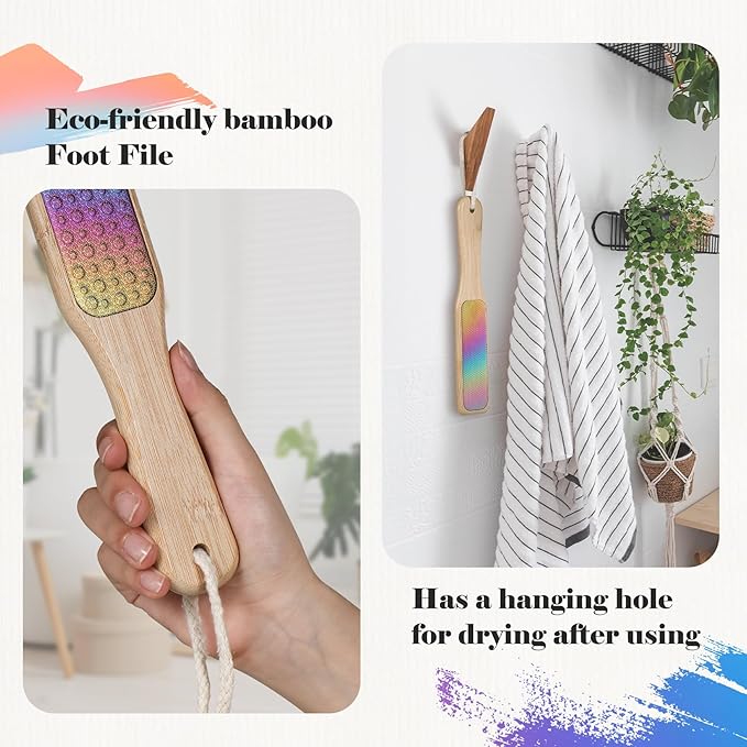 BALUCA Hard Skin Remover Foot File - Foot Callus Remover, Durable Foot Scrubber, Dead Skin Remover, Hygienic Pedicure Tool, Long Lasting Foot Buffer, Soft Smooth Feet (Bamboo)