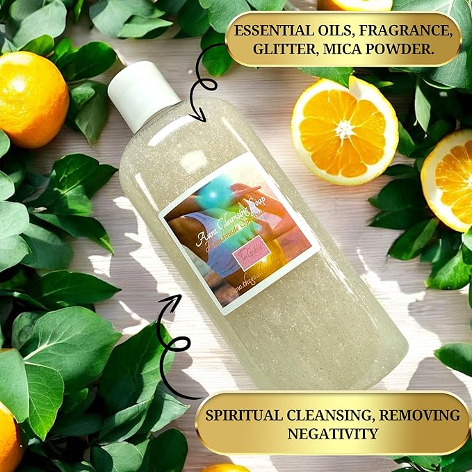 Aura Cleansing Shower Gel – Natural Energy Purifying Body Wash with Essential Oils, Crystal-Infused for Chakra Balancing & Spiritual Detox – Vegan, Sulfate-Free, 8 oz