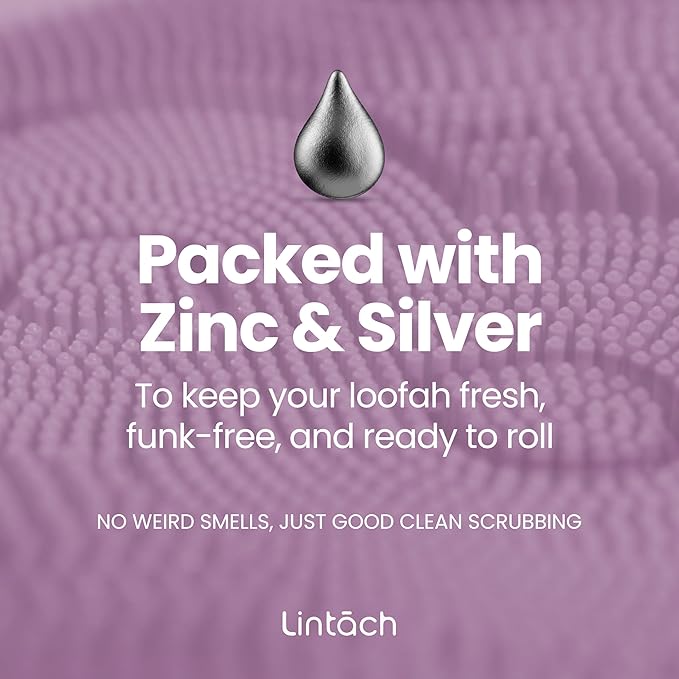 Silicone Shower Scrubber for Body – Exfoliating Loofah Alternative, Silver-Infused & Hygienic, Gentle for Sensitive Skin, Durable & Long-Lasting Body Scrubber for Women - Purple