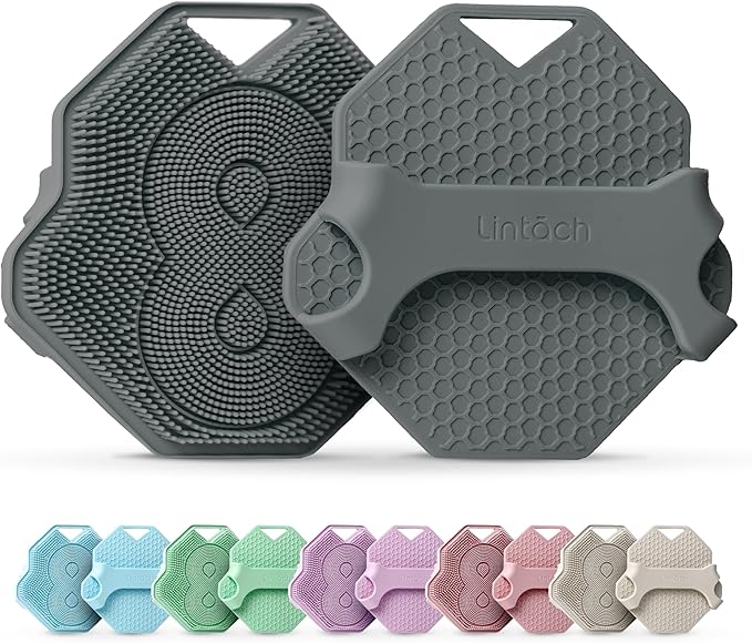 Silicone Shower Scrubber for Body – Exfoliating Loofah Alternative, Silver-Infused & Hygienic, Gentle for Sensitive Skin, Durable & Long-Lasting Body Scrubber for Men - Gray