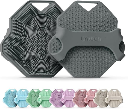 Silicone Shower Scrubber for Body – Exfoliating Loofah Alternative, Silver-Infused & Hygienic, Gentle for Sensitive Skin, Durable & Long-Lasting Body Scrubber for Men - Gray