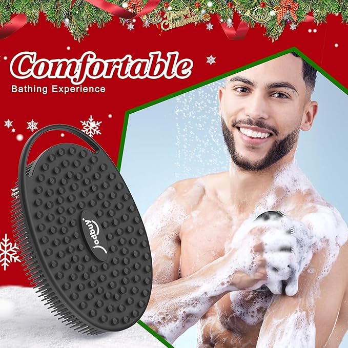 2 Packs Silicone Body Scrubber, Food-Grade Body Scrubber for Men & Women, Exfoliating Silicone Loofah for Sensitive Skin, Stocking Stuffers for Men & Women-The Most Popular Christmas Gifts