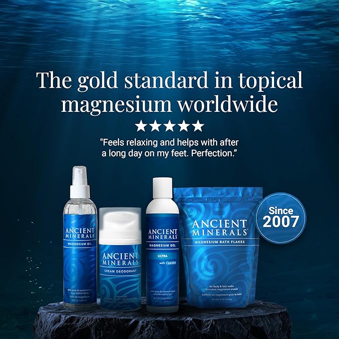 Ancient Minerals Magnesium Oil Refill Bottle, high Concentration Topical Genuine Zechstein Magnesium Chloride Topical Magnesium (33oz)