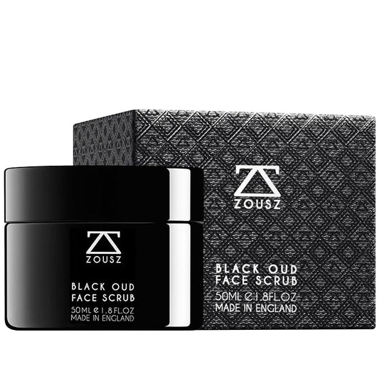 ZOUSZ Black Oud Charcoal Mens Face Scrub Mask – Exfoliating Clay Face Mask & Deep Cleansing Facial Scrub with Activated Charcoal, Salicylic Acid & Hyaluronic Acid – Revitalize skin – 50ml