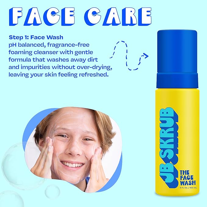 JB SKRUB The Face Kit – Pimple Patches, Pads, Wash & Lotion – Complete Skincare Set for Kids, Tweens & Teens