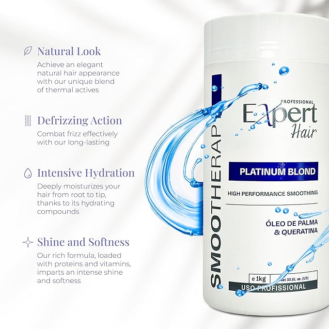 Platinum Blond, Botox Hair Treatment- Straightening, Anti-Frizz, Botox Capilar Para El Cabello- Neutralize yellow tones -Queratina para Alisar el Cabello, Cirugia Capilar para el Cabello (1kg/35.3 oz)