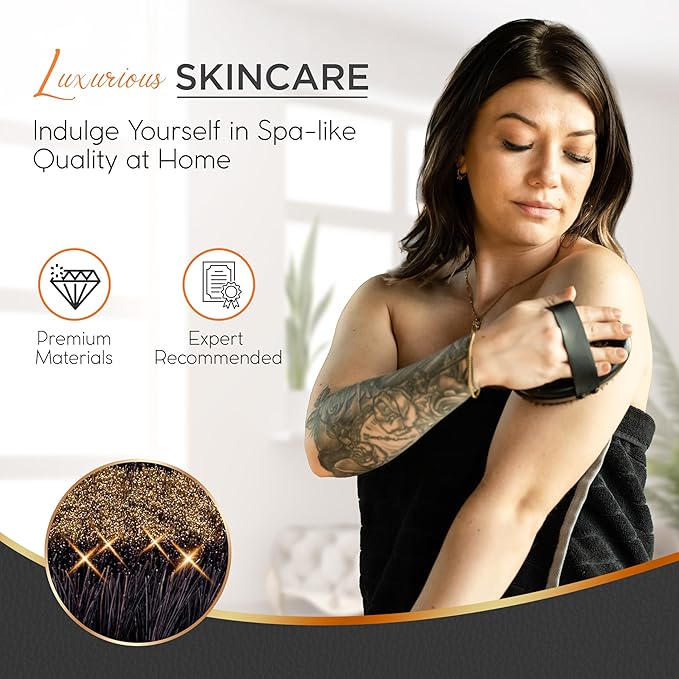 Copper Dry Brushing Body Brush for Lymphatic Drainage by HAPPY SOL - Ion Charged Copper Bristles for Glowing Skin, Improve Blood Circulation and Reduce Stress