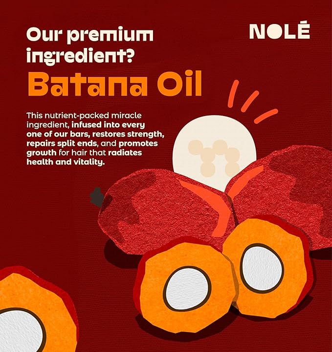 NOLE CARE Sustainable Bar Shampoo and Conditioner (2 pack) with Coconut & Batana Oil, for Frizz - Sustainable, PH Balanced, Sulfate Free, Plastic Free - 5.12 Oz