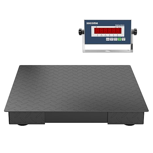 24"x24" Industrial Floor Scale, Precision Pallet Scale with Digital Indicator, Heavy Duty Weighing Scale for Floor Bench Office Weight Weighing, 2500 lb x 1 lb, Black