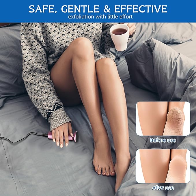 Dermave Electric Foot Callus Remover, Callus Remover for Feet, Foot File Grinder Tool with Speed Controller, Electric Callus Remover with 60pcs Replacement Sandpaper Disk for Women Men, Pink