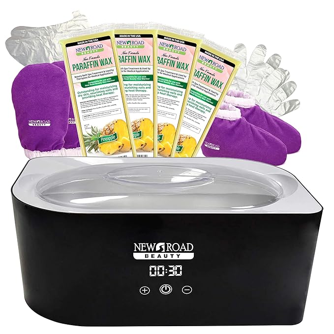 Paraffin Wax Machine for Hand and Feet, Paraffin Wax Kit, Quick Heating Touch Screen Paraffin Bath, Purple Terry-Cloth Mitts and Booties, Paraffin Wax for Arthritis, 4-Pack Pineapple