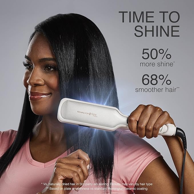 Remington Shine Therapy 2 inch Hair Straightener, Flat Iron Infused with Argan Oil & Keratin, Professional Ceramic Flat Iron for Less Frizz, Shiny & Smooth Hot Styling Tools (Pack of 2)