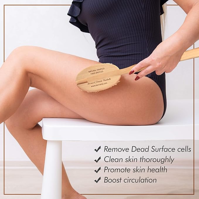Bernard Jensen Natural Bristle Body Brush - 1 Brush for Dry Brushing, Exfoliation & Skin Care