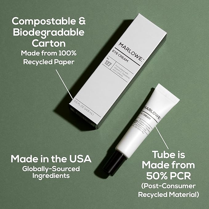 MARLOWE. No.127 Men’s Eye Cream, Vitamin C, Caffeine & Moisturizing Squalane for Puffiness, Wrinkles & Dark Circles, Holiday Grooming Gift or Stocking Stuffer, 0.5 fl oz