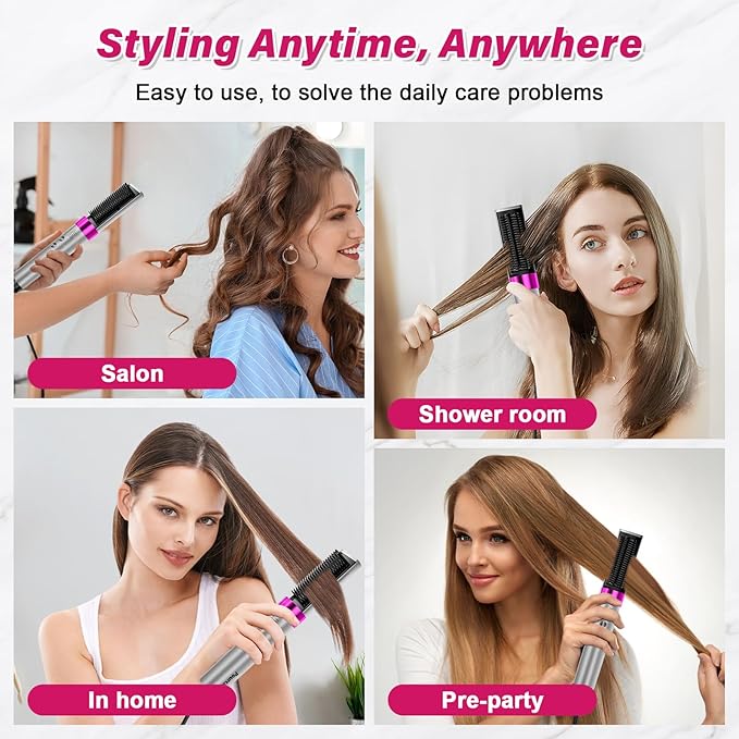 2-in-1 Straightening Heated Comb Three Adjustable Temperature Settings Includes Gloves and Hair Clips Create Silky Smooth Hair just for You