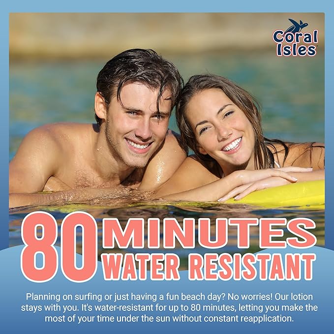 Coral Isles Sunscreen SPF 50 | Hawaii Compliant as Reef Safe | Octinoxate & Oxybenzone Free | Broad Spectrum UVA/UVB Protection | Water Resistant 80 Min. | Fragrance Free | 16 Fl Oz (Pack of 1))