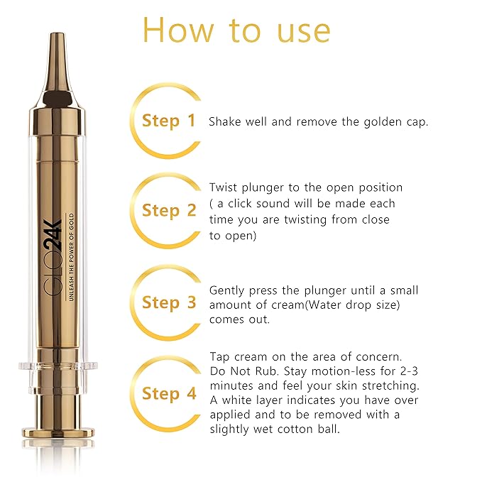 GLO24K UNLEASH THE POWER OF GOLD Complete Eye Care Set with our 24k Instant Facelift Cream, Eye Treatment Cream, and Eye Serum. Skin Serum Formulated to Treat the Delicate Skin around the Eyes