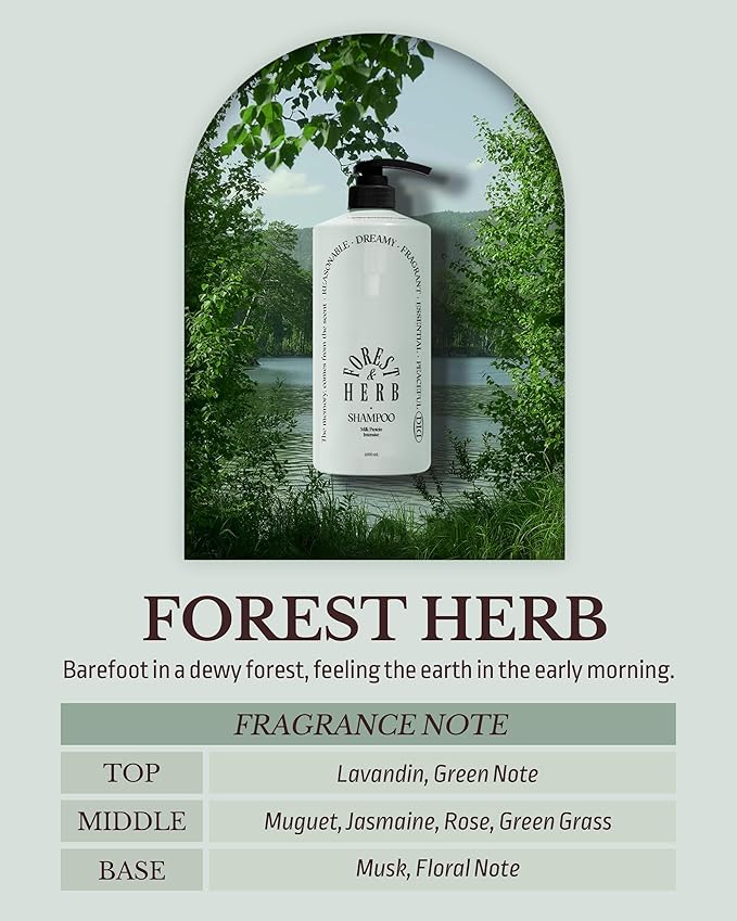 Milk Protein Intensive Shampoo - Korean Volumizing and Hair Loss Relief Perfume Shampoo for Damaged Hair - Natural Green Herb Scent - pH5.5 Scalp Purifying, 16.9 fl.oz.