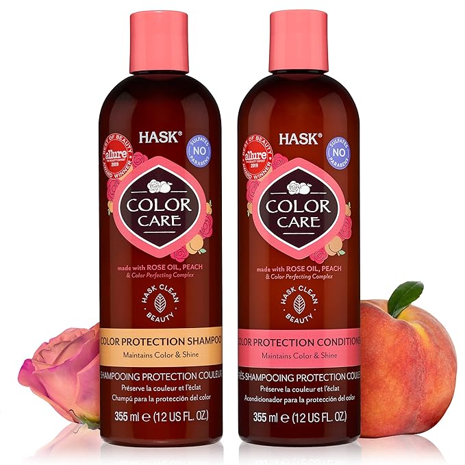 HASK Color Care Shampoo + Conditioner Set for Color-Treated Hair | Sulfate-Free, Paraben-Free, Gluten-Free, Vegan, Cruelty-Free, Color Safe | 12oz each