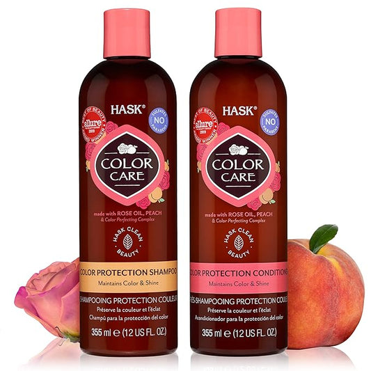 HASK Color Care Shampoo + Conditioner Set for Color-Treated Hair | Sulfate-Free, Paraben-Free, Gluten-Free, Vegan, Cruelty-Free, Color Safe | 12oz each