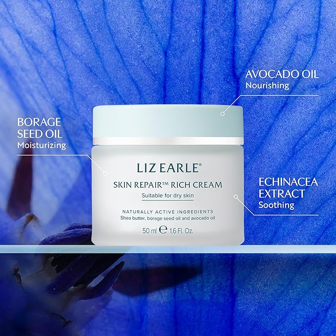 Liz Earle Skin Repair Rich Face Cream - Hydration Boosting Face Moisturizer with a Luxurious Cream Texture - Leaves Skin Feeling Soothed & Comforted (50 ml)