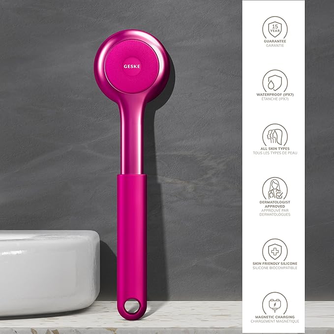 GESKE Sonic Full-Body Brush & Intensive Exfoliator | 8 in 1 | Electric Body Cleansing Brush | With SmartSonic Pulsations | Deep Cleansing, Exfoliation, Massage | Extendable Handle | Rough Skin Remover