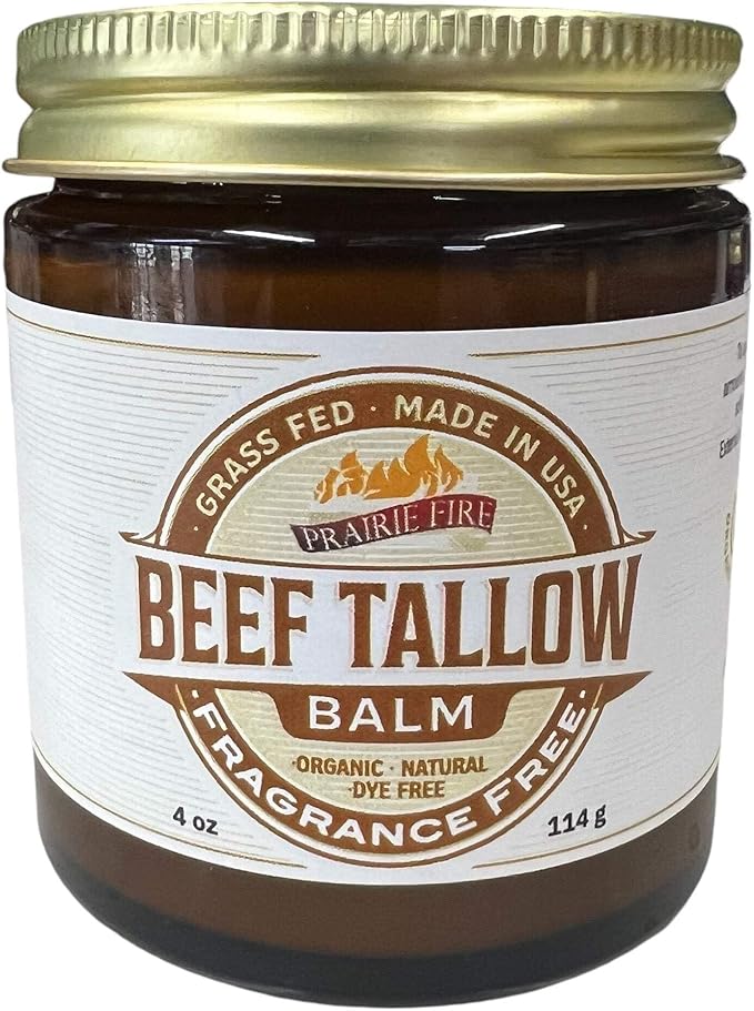 Beef Tallow Balm - 4 oz - Organic Grass Fed and Finished Tallow - Moisturizing Skin Care Tea Tree