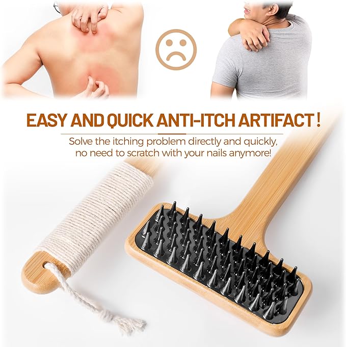 Back Scratcher for Men, 22''Extra Long Handle Bamboo Back Scratcher, 2 in 1 Back Massager and Body Scratcher, Gentle Relief for Adults, Pregnancy, Elderly, Gift for Fathers.