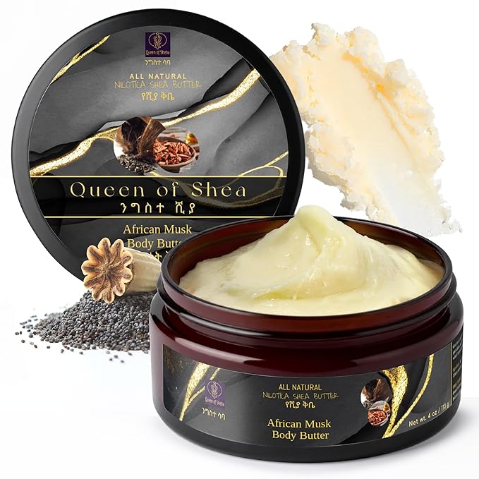 African Shea Butter Raw Organic Unrefined Shea Butter for Face 4oz (Pack of 1) African Musk - Organically Certified USDA for All Skin Types Body and Hair Moisturizing Skincare