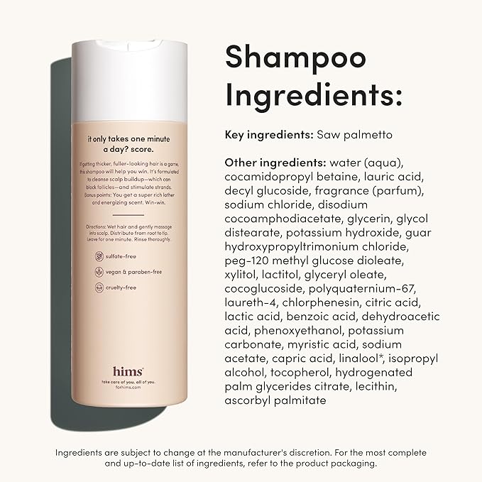 hims Thick Fix Shampoo & Conditioner Set - Saw Palmetto for Healthy Hair Growth & Thickening - Scalp Cleansing - Vegan, Sulfate-Free & Cruelty-Free - Eucalyptus Scent, 6.4 fl oz