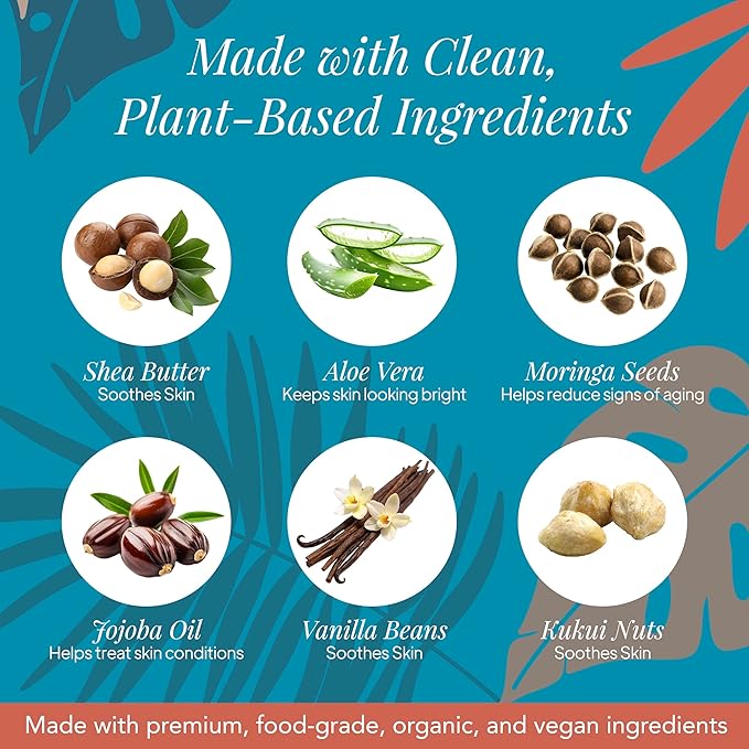 Body Cream Tahitian Vanilla Saavy Naturals, Clean Plant-Based Ingredients-Made In USA - Absorbent Shea Butter Vegan, Thick and Creamy Body Moisturizer, Body Lotion for Dry Skin- 8.5 Fl Oz