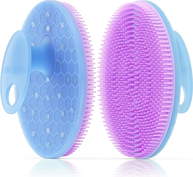 INNERNEED Magnetic Silicone Body Scrubber for Shower – Soft, Hygienic Exfoliating Body Brush with Magnetic Core for Daily Cleansing, Circulation & Skin Vitality (Purple)