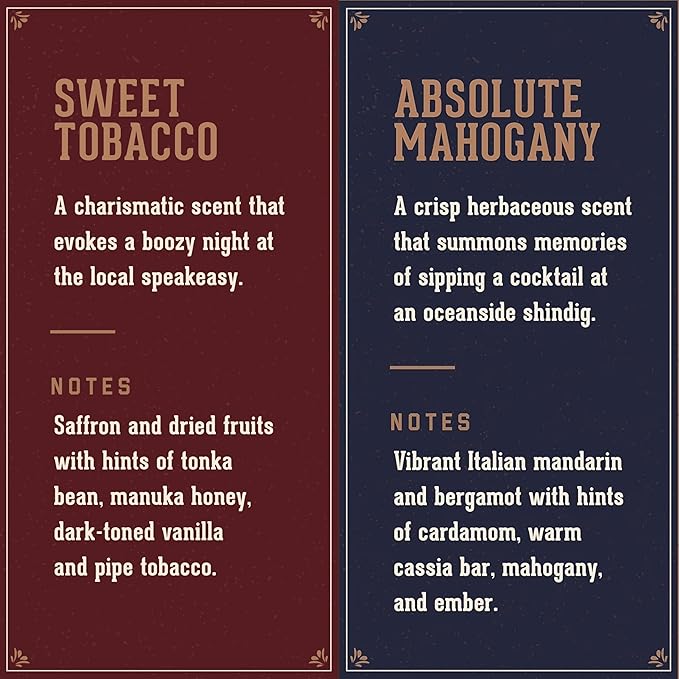 18.21 Man Made Sweet Tobacco & Absolute Mahogany Beard, Hair & Skin Oil 2-Set Bundle, All Hair & Skin Types for Men, Strengthens and Moisturizes in a Manly Aroma