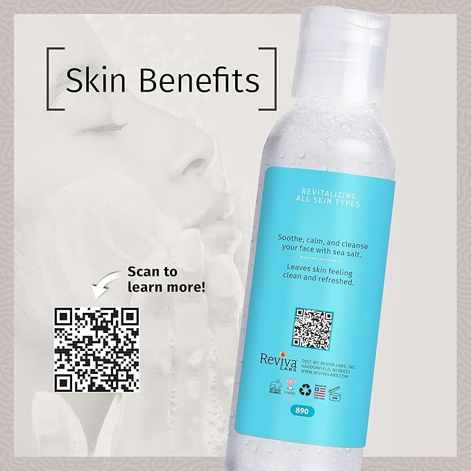 Reviva Labs Sea Salt Face Wash 4 fl oz – Gentle Facial Cleanser with Mineral-Rich Sea Salt for Balanced, Hydrated, & Refreshed Skin – Cleansing Gel for All Skin Types, Including Sensitive Skin