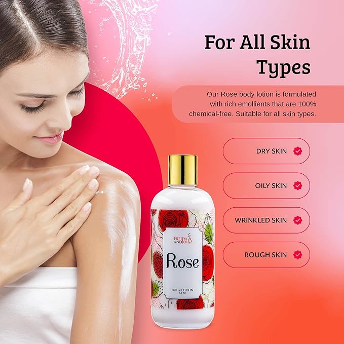 Home Spa Gift Fragrance Body Lotion Luxury Firming Scented 10oz Deep Moisturizing Fragrance Body Lotion for Women (Rose)