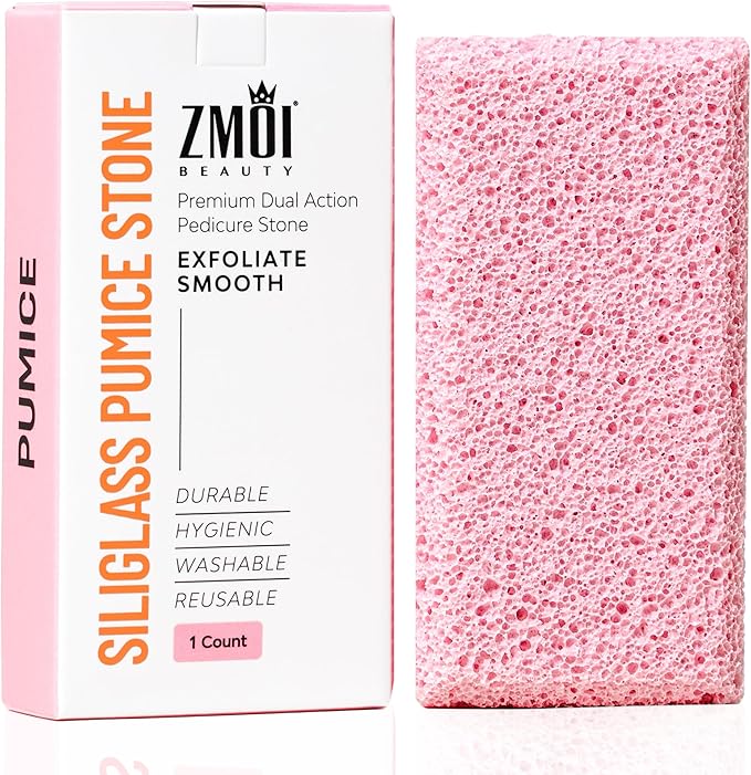 Siliglass Pumice Stone Callus Remover for Feet, Elbows, Hands, and Knees, Spain Made - 2 in 1 Pedicure Exfoliator and Scrubber for Rough, Hard Skin (1 Pack)