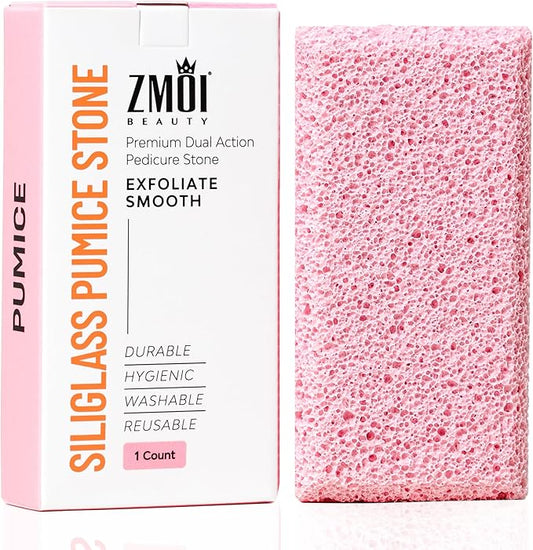 Siliglass Pumice Stone Callus Remover for Feet, Elbows, Hands, and Knees, Spain Made - 2 in 1 Pedicure Exfoliator and Scrubber for Rough, Hard Skin (1 Pack)