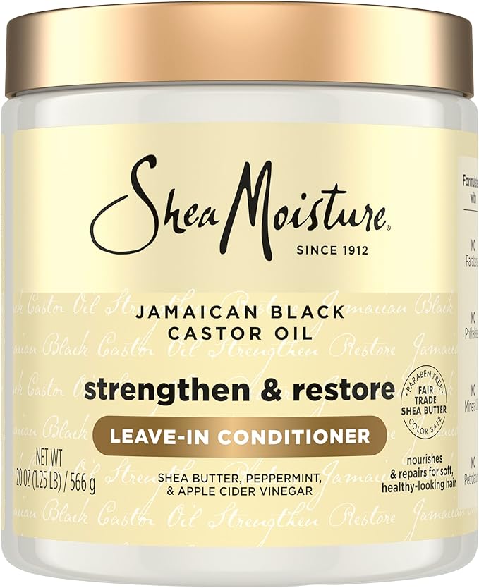 SheaMoisture Leave In Conditioner Jamaican Black Castor Oil Conditioner For Hair To Soften and Detangle Hair 20 oz