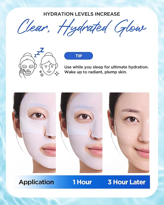 WELLAGE Real Hyaluronic Glow Booster PDRN Hydrogel Face Sheet Mask - Over night Face Masks for Deep Moisture Plumping and Radiant Skin - Korean Skincare, 5 Sheets