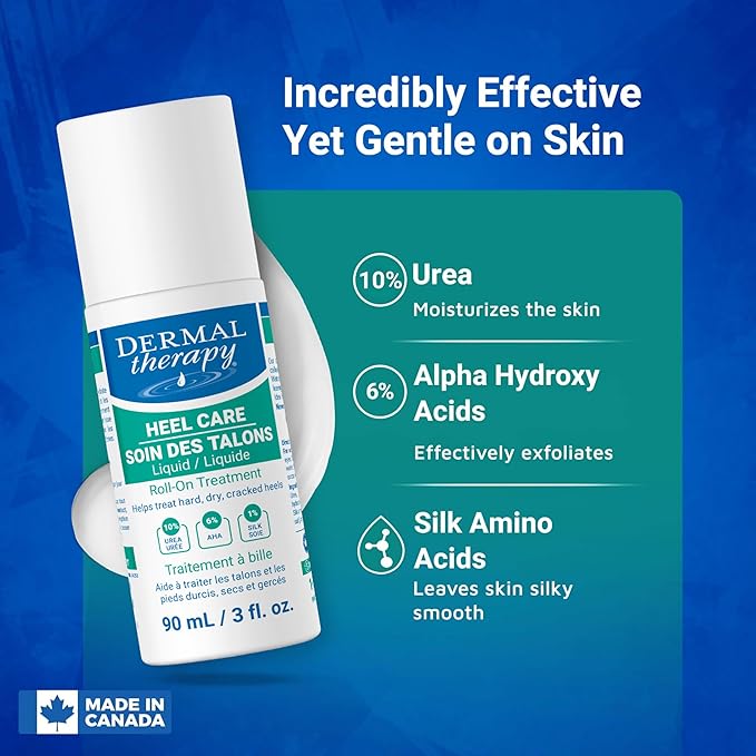 Dermal Therapy Heel Care Liquid Roll-On – Intensive Moisturizing & Repair for Cracked Heels, Dry & Rough Skin – Fast-Absorbing, Mess-Free Application – Hydrating Foot Care Treatment