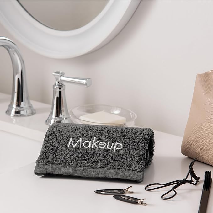 Arkwright Makeup Towels - Bulk Case of 144 - Soft & Gentle Cotton Washcloth Face Make Up Remover, Reusuable Eraser Cloth Essentials for Hosts & Artists, 13 x 13 in, Grey