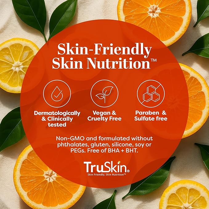 TruSkin Vitamin C Gentle Face Scrub - Brightening Daily Face Exfoliator for All Skin Types - Softens & Smooths Skin with Vitamin C, Yuzu Lemon, and Exfoliating Bora Bora White Sand - 4 Fl. Oz