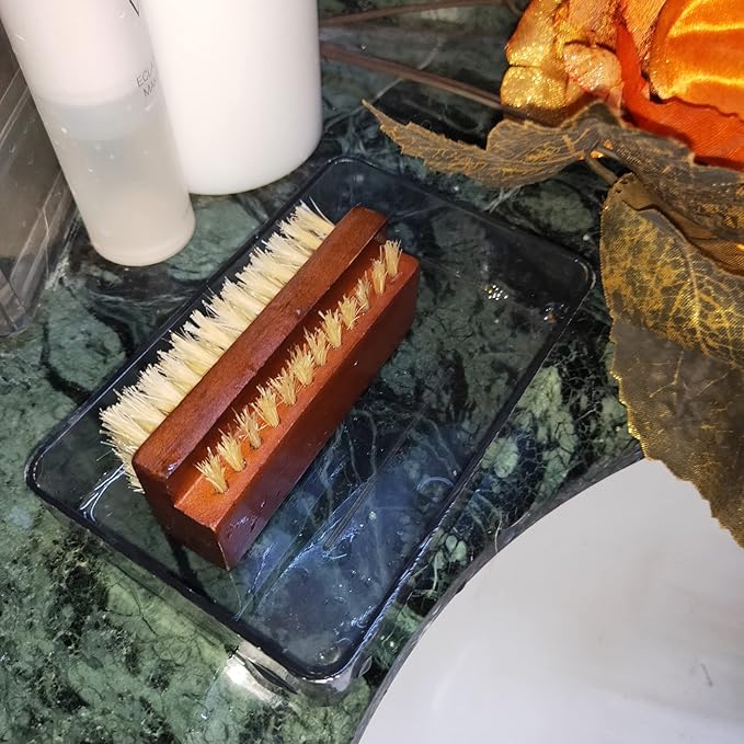 Coralpearl Wooden Nail Brush Cleaner Rosewood Two Sided in Natural 100% Boar Bristle for Cleaning Hand Finger Foot Toe, Fingernail Toenail Scrub Brush for Men Women Kids Manicure Pedicure Care (4)