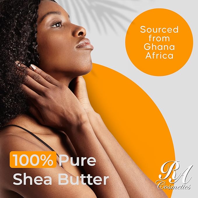 RA COSMETICS 100% Pure Shea Butter, Ivory – 16oz | Raw Unrefined African Shea Butter from Ghana | Ultra-rich Moisturizer for Dry Skin | Whipped Texture | Ideal for DIY Skincare & Haircare Routines